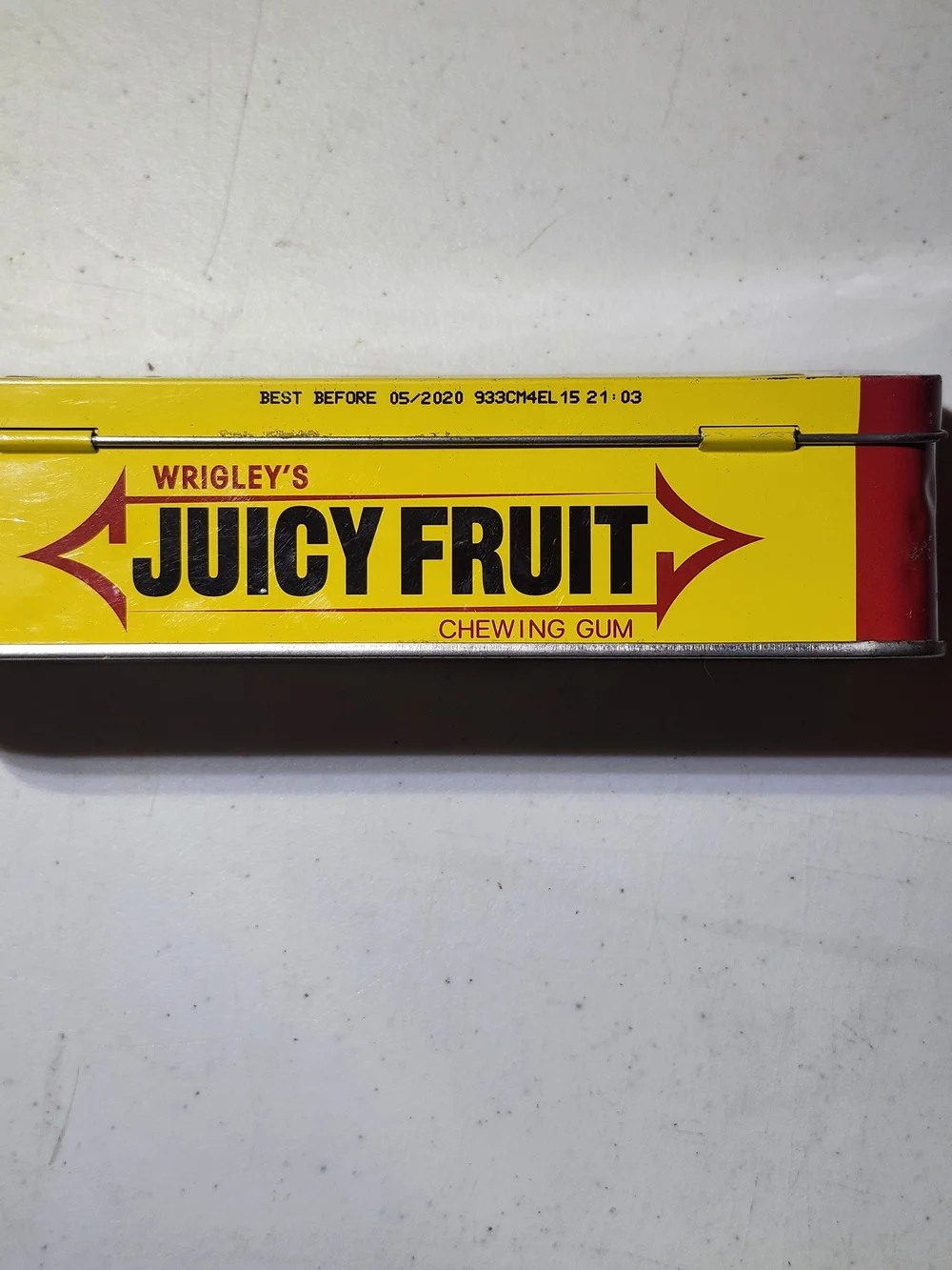 Wrigley's Juicy Fruit Chewing Gum Metal Tin - Yellow & Red